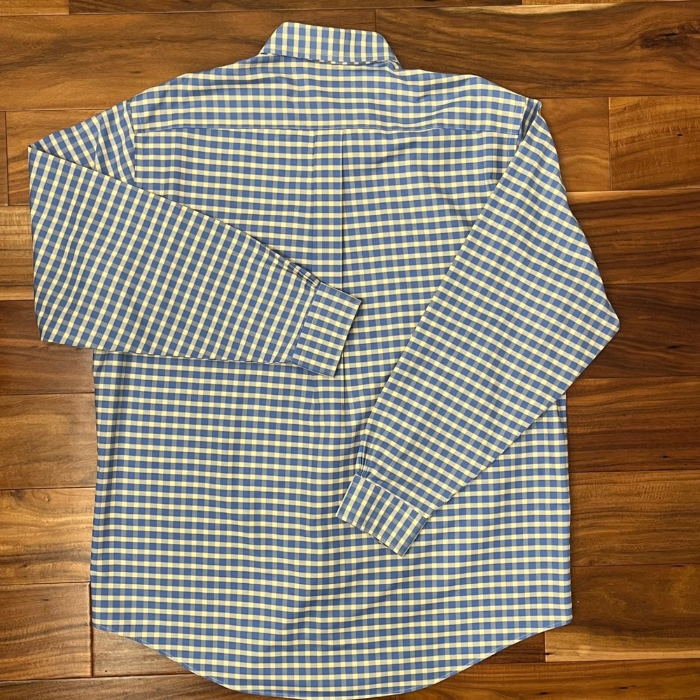 Brooks Brothers 346 Shirt Mens L Blue Yellow Gingham Supima Cotton Non-Iron LS - Picture 7 of 7